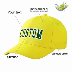 Custom Yellow Green-White Curved Eaves Sport Baseball Cap Design for Men/Women/Youth