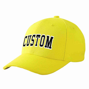 Custom Yellow Black-White Curved Eaves Sport Baseball Cap Design for Men/Women/Youth