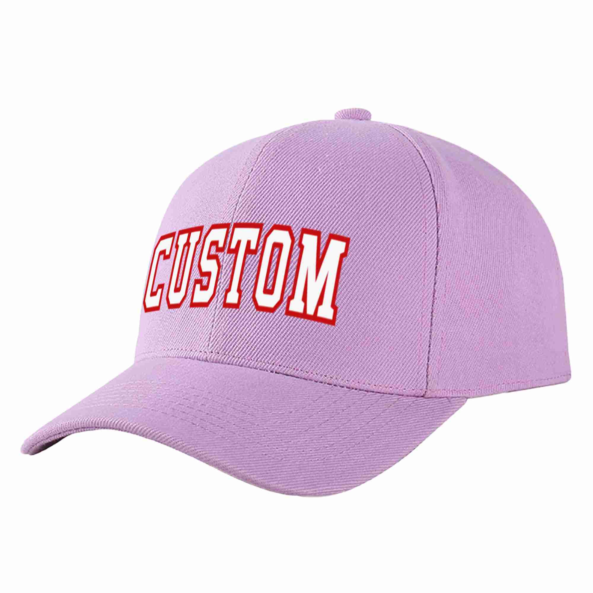 Conception personnalisée de casquette de baseball de sport à Eaves incurvées violet clair blanc-rouge pour hommes/femmes/jeunes