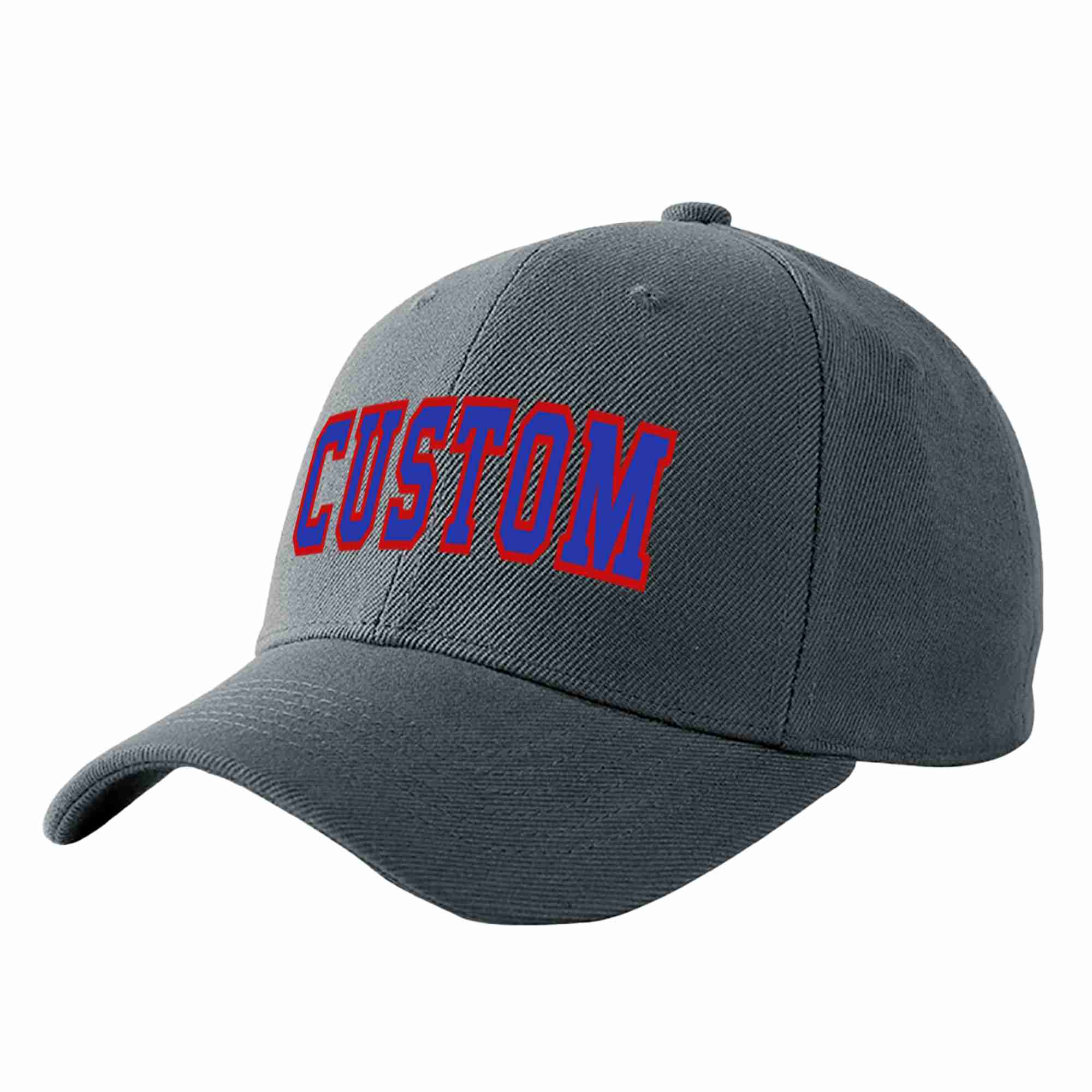 Custom Dark Gray Royal-Red Curved Eaves Sport Baseball Cap Design for Men/Women/Youth