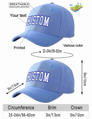 Custom Sky Blue White-Royal Curved Eaves Sport Baseball Cap Design for Men/Women/Youth