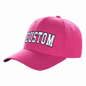 Custom Rose Red White-Navy Curved Eaves Sport Baseball Cap Design for Men/Women/Youth