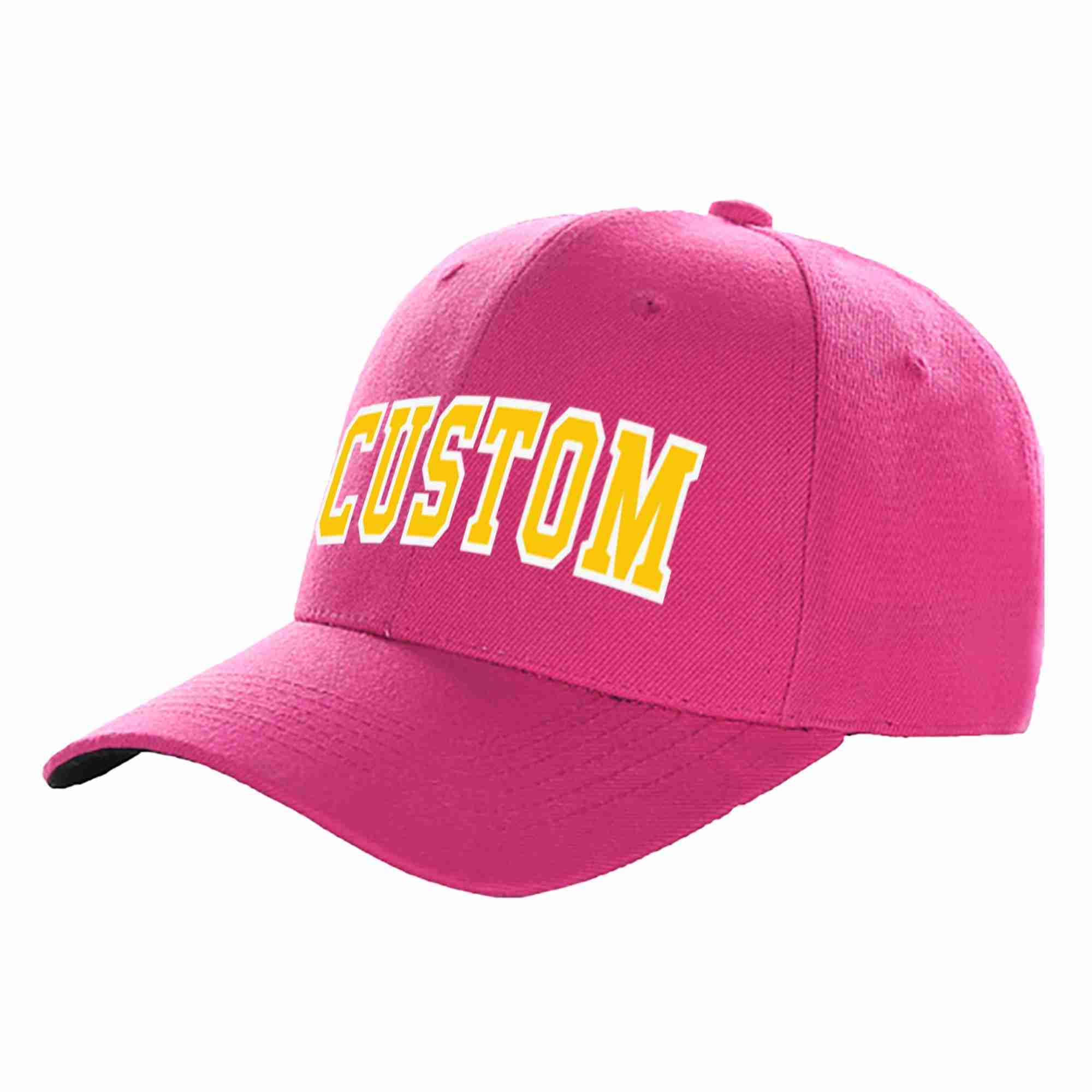 Custom Rose Red Gold-White Curved Eaves Sport Baseball Cap Design for Men/Women/Youth