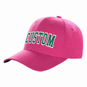 Custom Rose Red Kelly Green-White Curved Eaves Sport Baseball Cap Design for Men/Women/Youth