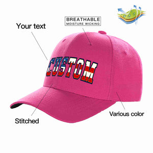 Custom Rose Red Vintage USA Flag-Gold Curved Eaves Sport Baseball Cap Design for Men/Women/Youth