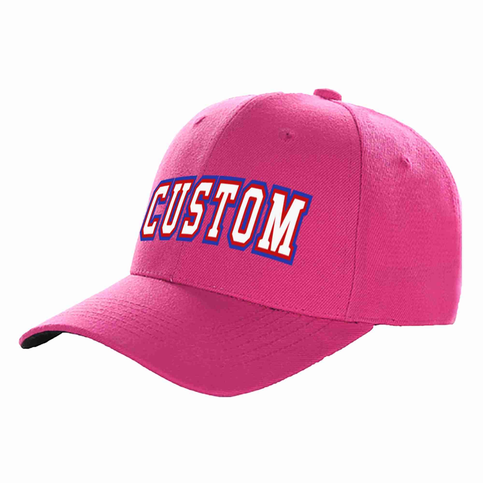 Casquette de baseball de sport incurvée personnalisée Rose rouge blanc-rouge pour hommes/femmes/jeunes