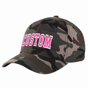 Custom Camo Pink-White Curved Eaves Sport Baseball Cap Design for Men/Women/Youth