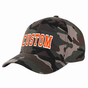 Casquette de baseball de sport incurvée orange-blanc camouflage personnalisée pour hommes/femmes/jeunes