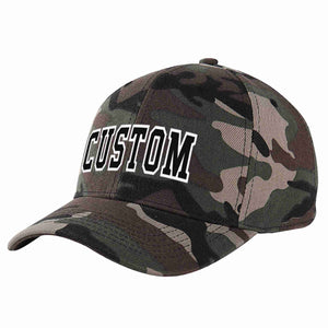 Conception de casquette de baseball de sport à avant-toit incurvé noir-blanc camouflage personnalisé pour hommes/femmes/jeunes