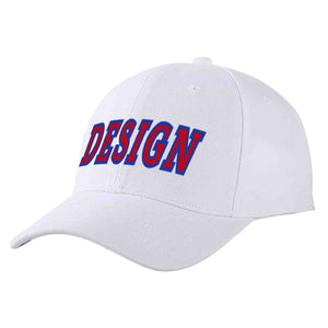 Casquette de baseball personnalisée blanche rouge-royale courbée Eaves Sport Design