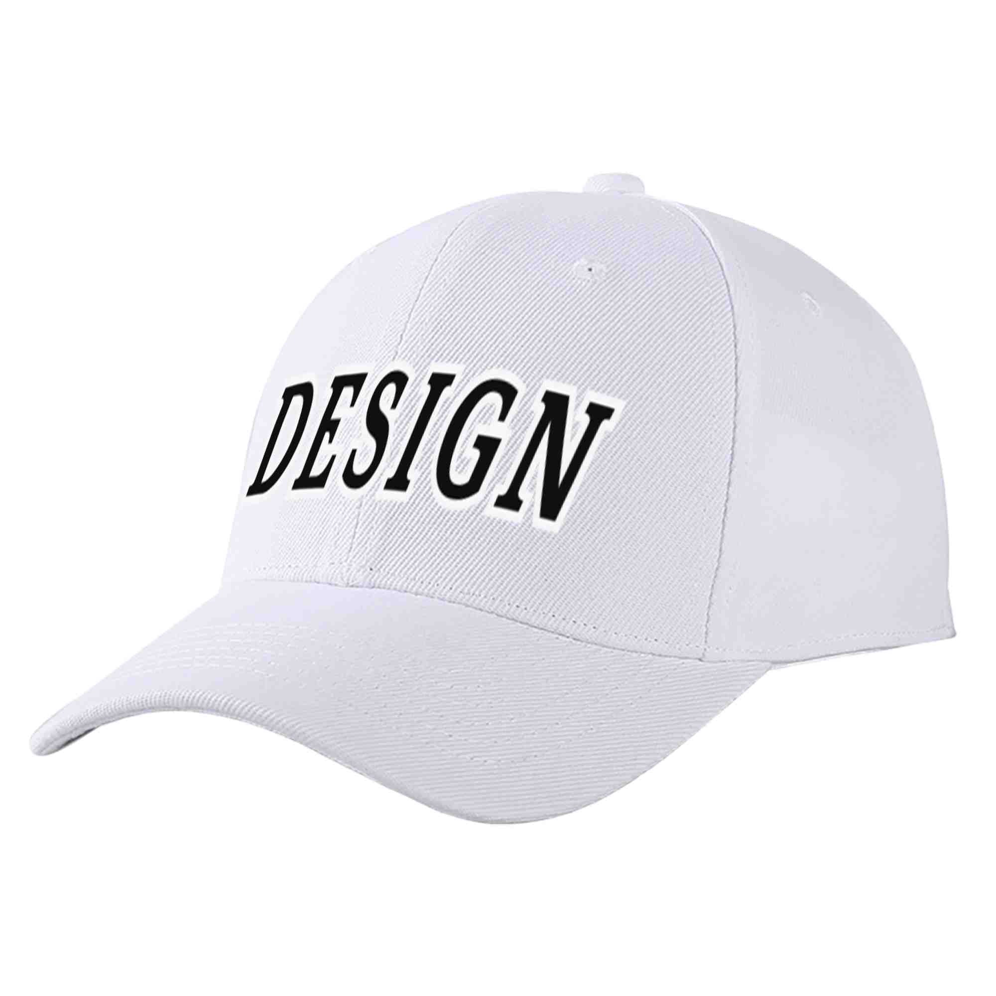 Custom White Black-White Curved Eaves Sport Design Baseball Cap