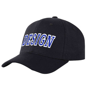 Casquette de baseball personnalisée noire Royal-White Curved Eaves Sport Design