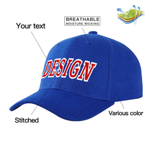 Casquette de baseball personnalisée Royal Red-White Curved Eaves Sport Design