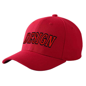 Custom Red Red-Black Curved Eaves Sport Design Baseball Cap