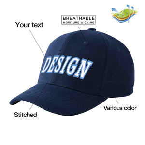 Casquette de baseball personnalisée bleu marine blanc-bleu clair avec avant-toit incurvé