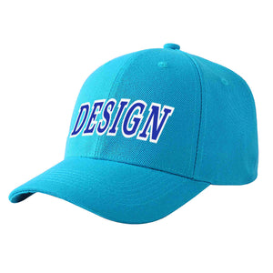 Casquette de baseball personnalisée Aqua Royal-White Curved Eaves Sport Design