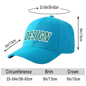 Custom Aqua Kelly Green-White Curved Eaves Sport Design Baseball Cap