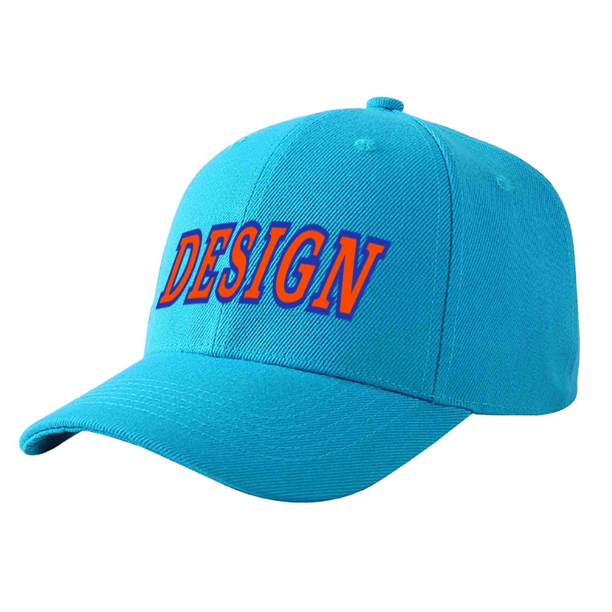 Casquette de baseball personnalisée Aqua Orange-Royal Curved Eaves Sport Design