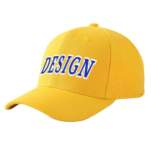 Casquette de baseball personnalisée en or Royal-White Curved Eaves Sport Design