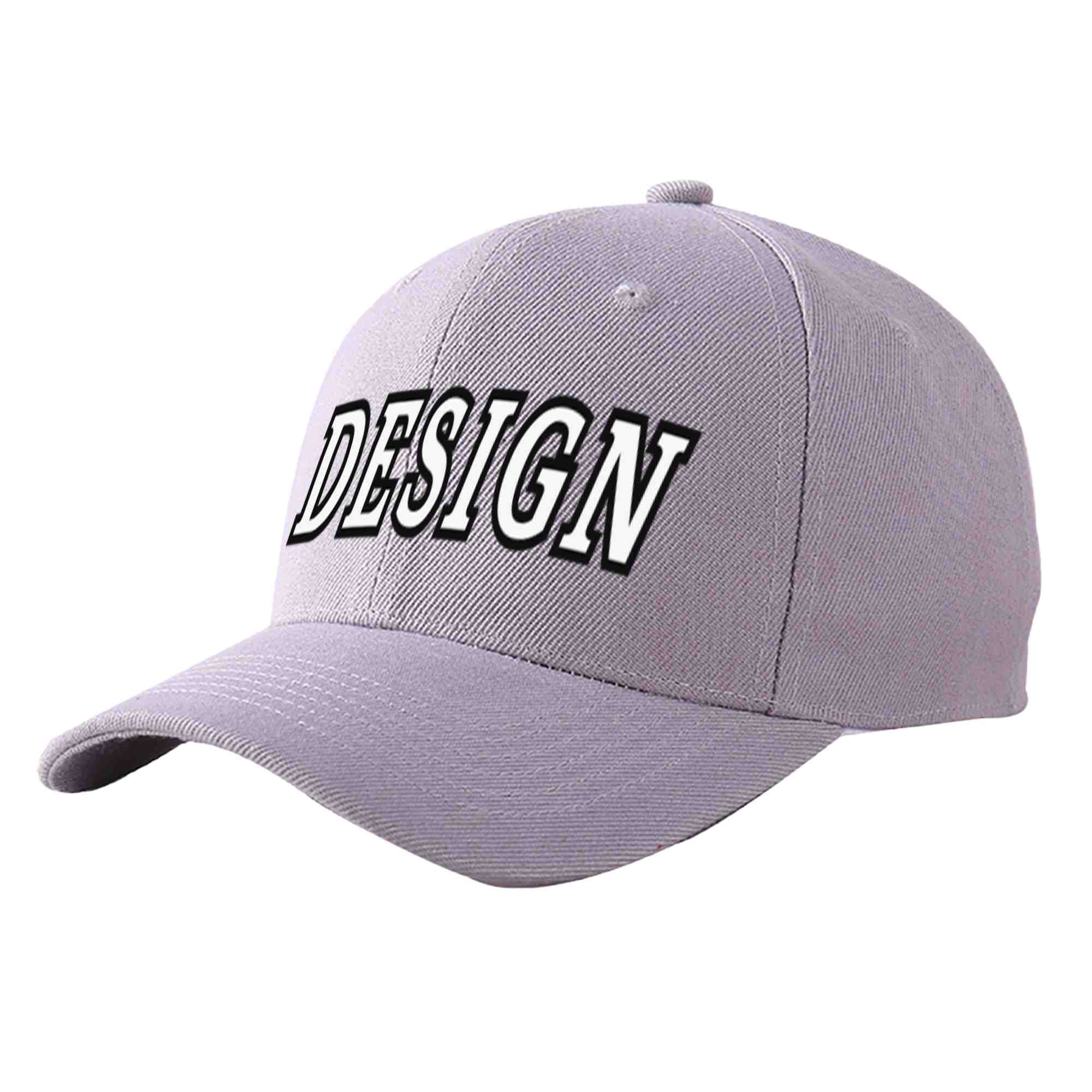 Custom Gray White-Black Curved Eaves Sport Design Baseball Cap