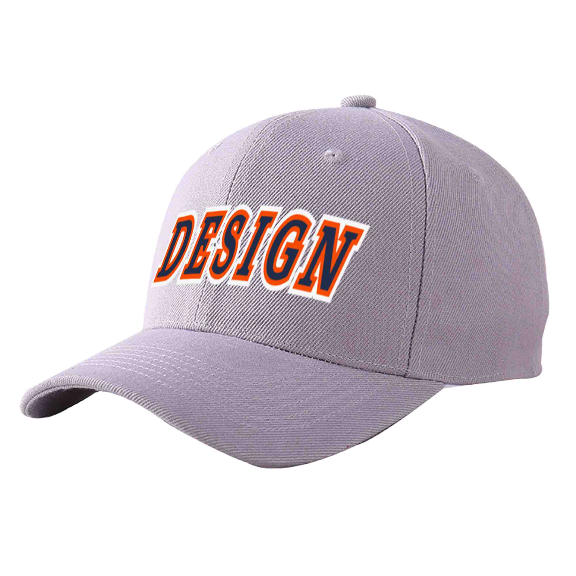 Casquette de baseball courbée Eaves Sport Design personnalisée gris marine-orange