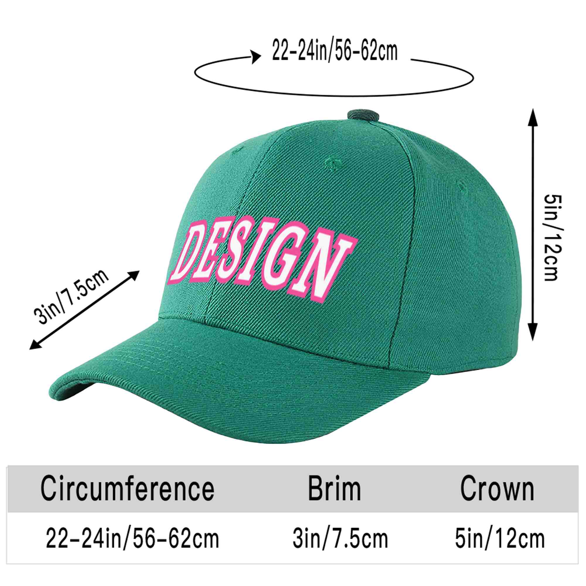 Custom Light Green White-Pink Curved Eaves Sport Design Baseball Cap