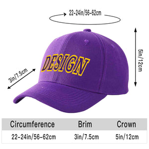 Casquette de baseball personnalisée violet violet-or courbée Eaves Sport Design