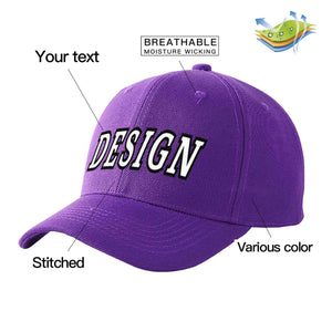 Casquette de baseball personnalisée violet blanc-noir incurvée Eaves Sport Design