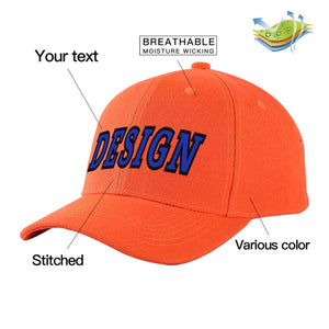 Custom Tangerine Royal-Black Curved Eaves Sport Design Baseball Cap