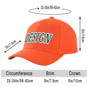 Custom Tangerine Aqua-White Curved Eaves Sport Design Baseball Cap