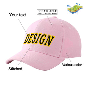 Custom Pink Black-Gold Curved Eaves Sport Design Baseball Cap