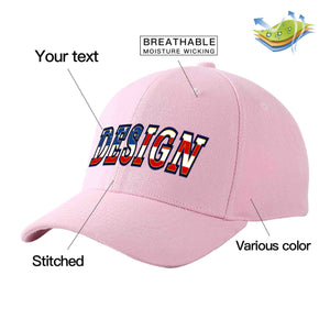 Custom Pink Vintage USA Flag-Gold Curved Eaves Sport Design Baseball Cap