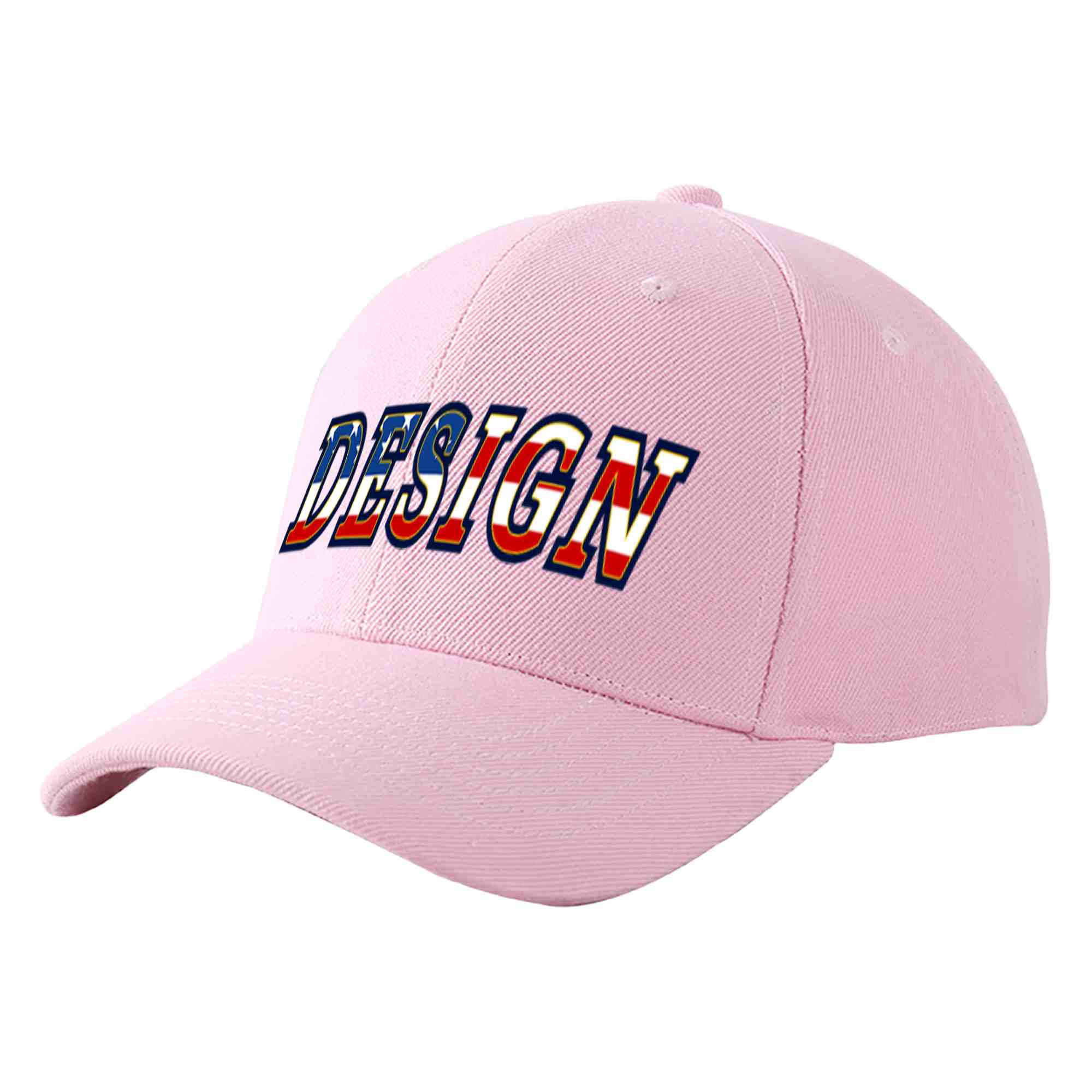 Casquette de baseball personnalisée rose vintage avec drapeau des États-Unis et avant-toit incurvé doré