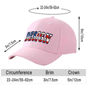 Custom Pink Vintage USA Flag-Gold Curved Eaves Sport Design Baseball Cap