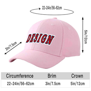 Custom Pink Red-Navy Curved Eaves Sport Design Baseball Cap