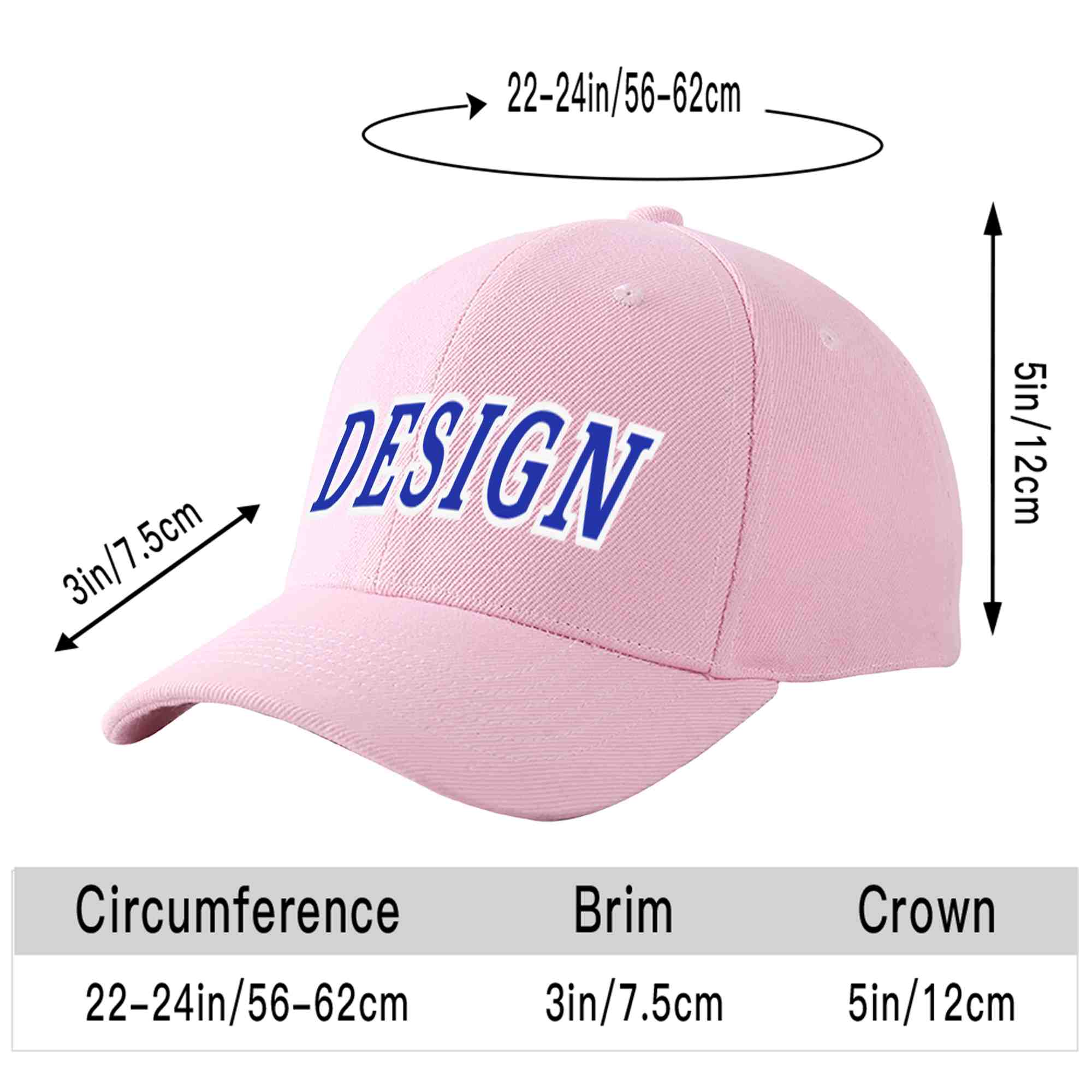 Custom Pink Royal-White Curved Eaves Sport Design Baseball Cap