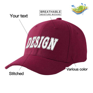 Custom Red Wine White-Gray Curved Eaves Sport Design Baseball Cap