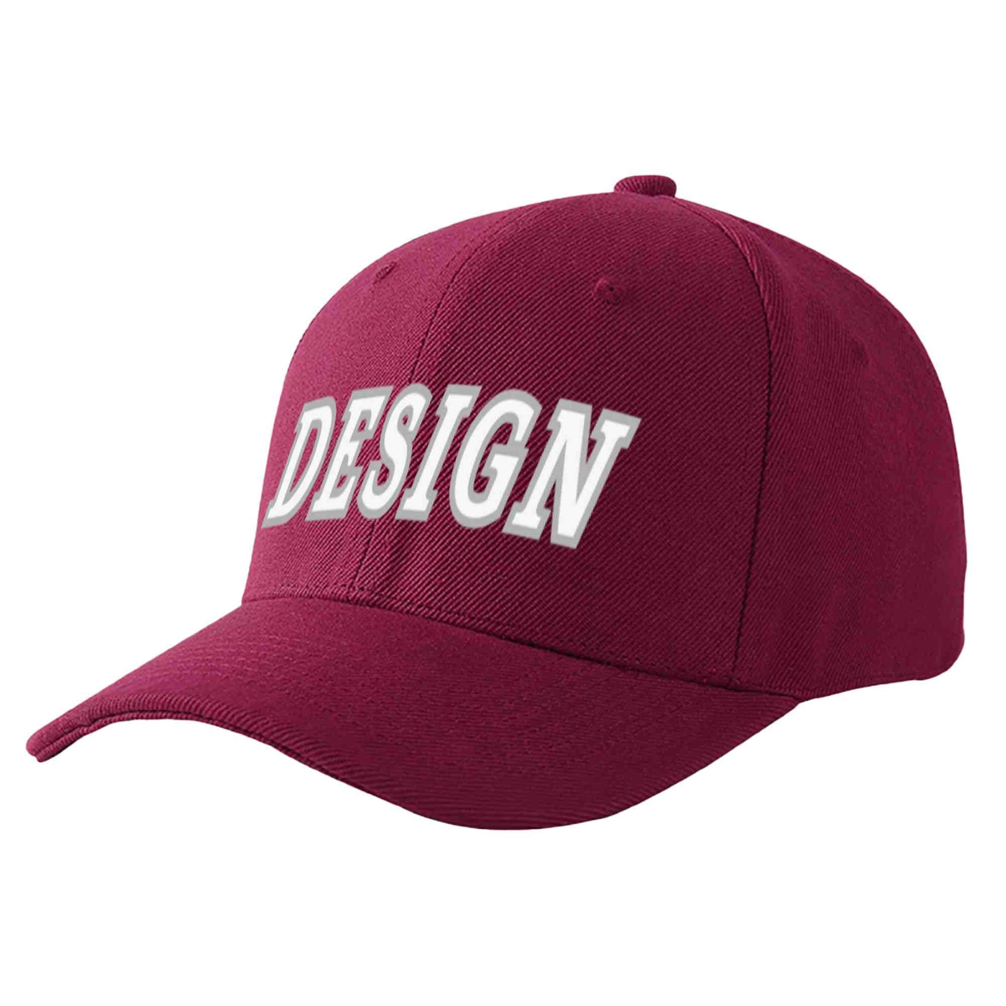 Casquette de baseball de conception de sport d'avant-toit incurvé blanc-gris de vin rouge personnalisé