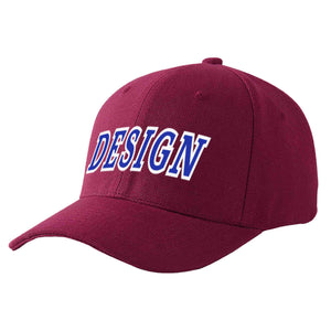 Custom Red Wine Royal-White Curved Eaves Sport Design Baseball Cap