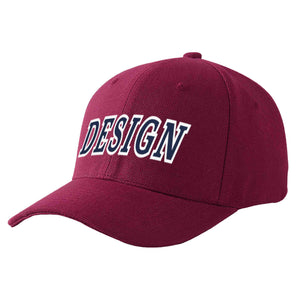 Casquette de baseball de conception de sport d'avant-toit incurvée bleu marine-blanc de vin rouge personnalisé