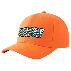 Custom Orange Aqua-White Curved Eaves Sport Design Baseball Cap