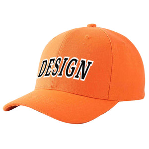 Custom Orange Black-White Curved Eaves Sport Design Baseball Cap