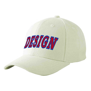 Custom Cream Red-Royal Curved Eaves Sport Design Baseball Cap