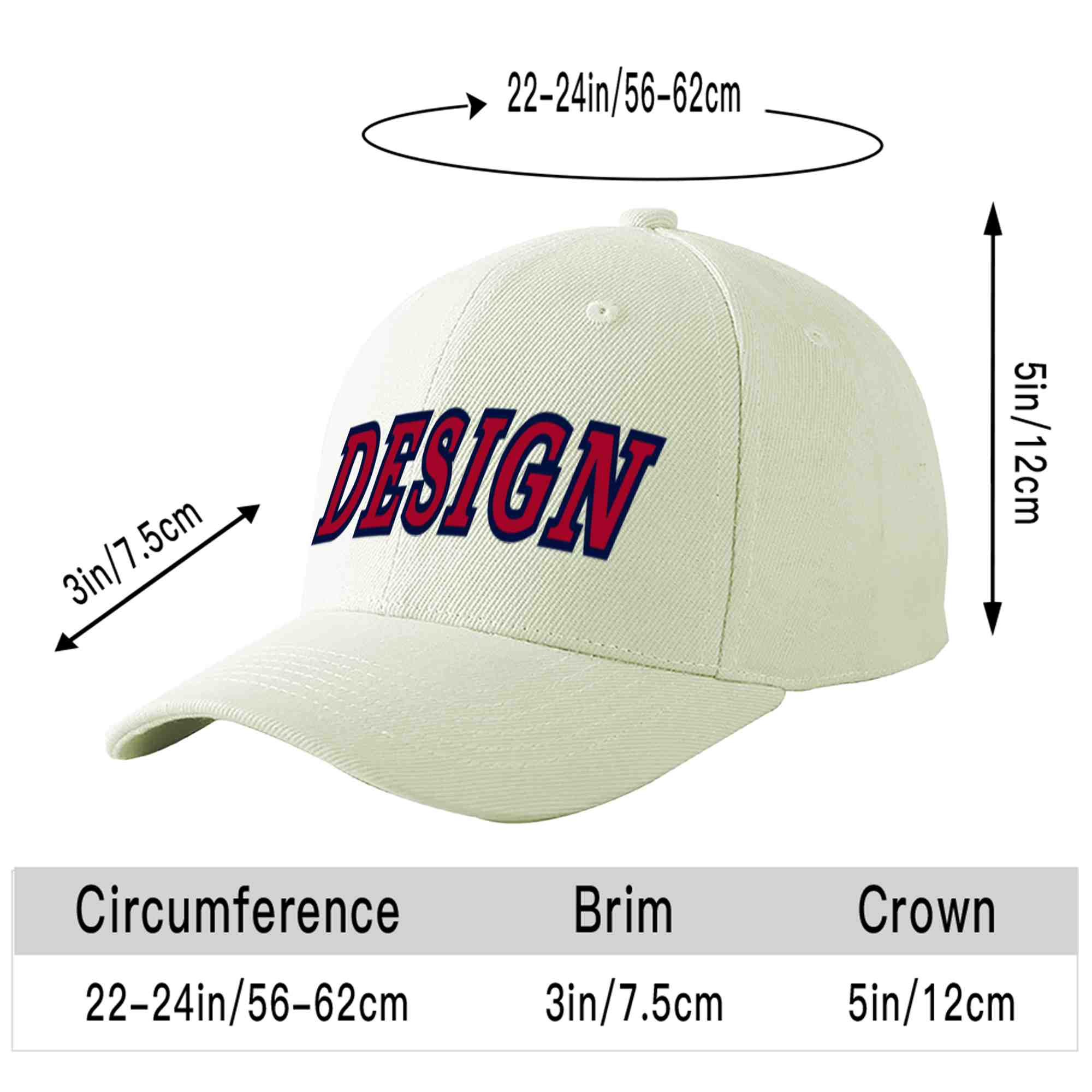 Custom Cream Red-Navy Curved Eaves Sport Design Baseball Cap