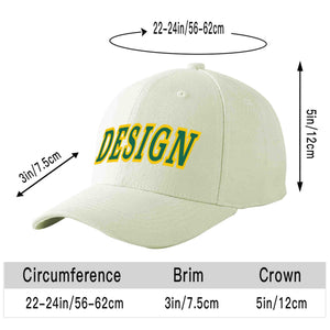 Casquette de baseball personnalisée crème Kelly vert-or courbée Eaves Sport Design