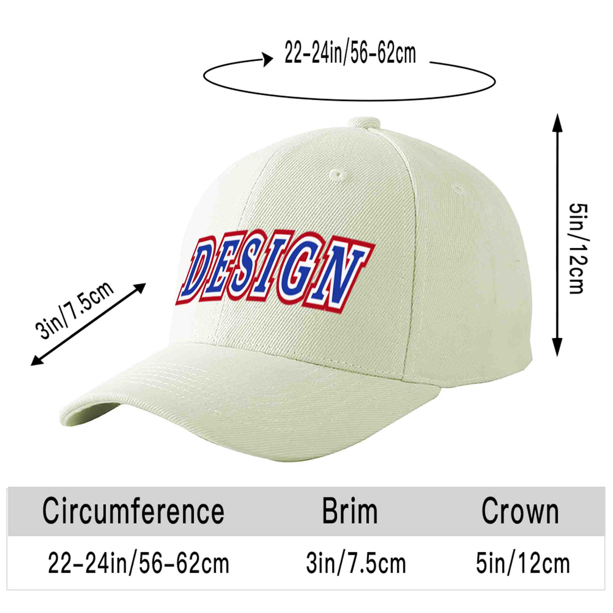 Casquette de baseball personnalisée crème-blanc courbé Eaves Sport Design