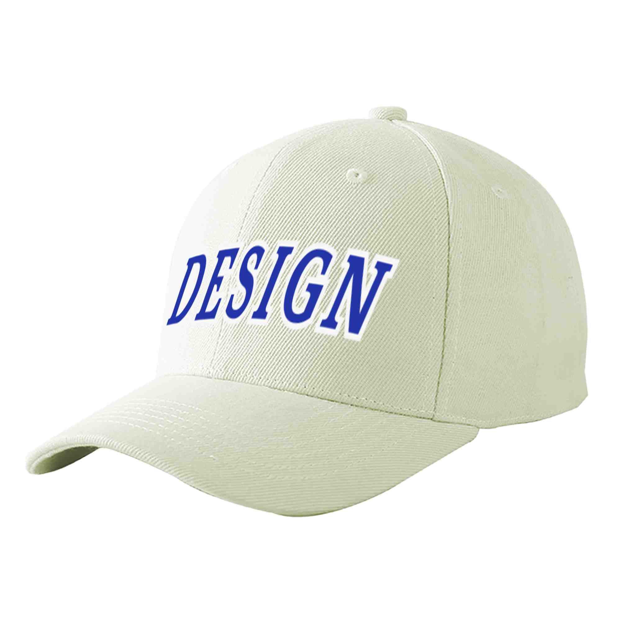 Custom Cream Royal-White Curved Eaves Sport Design Baseball Cap