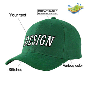 Custom Green White-Black Curved Eaves Sport Design Baseball Cap