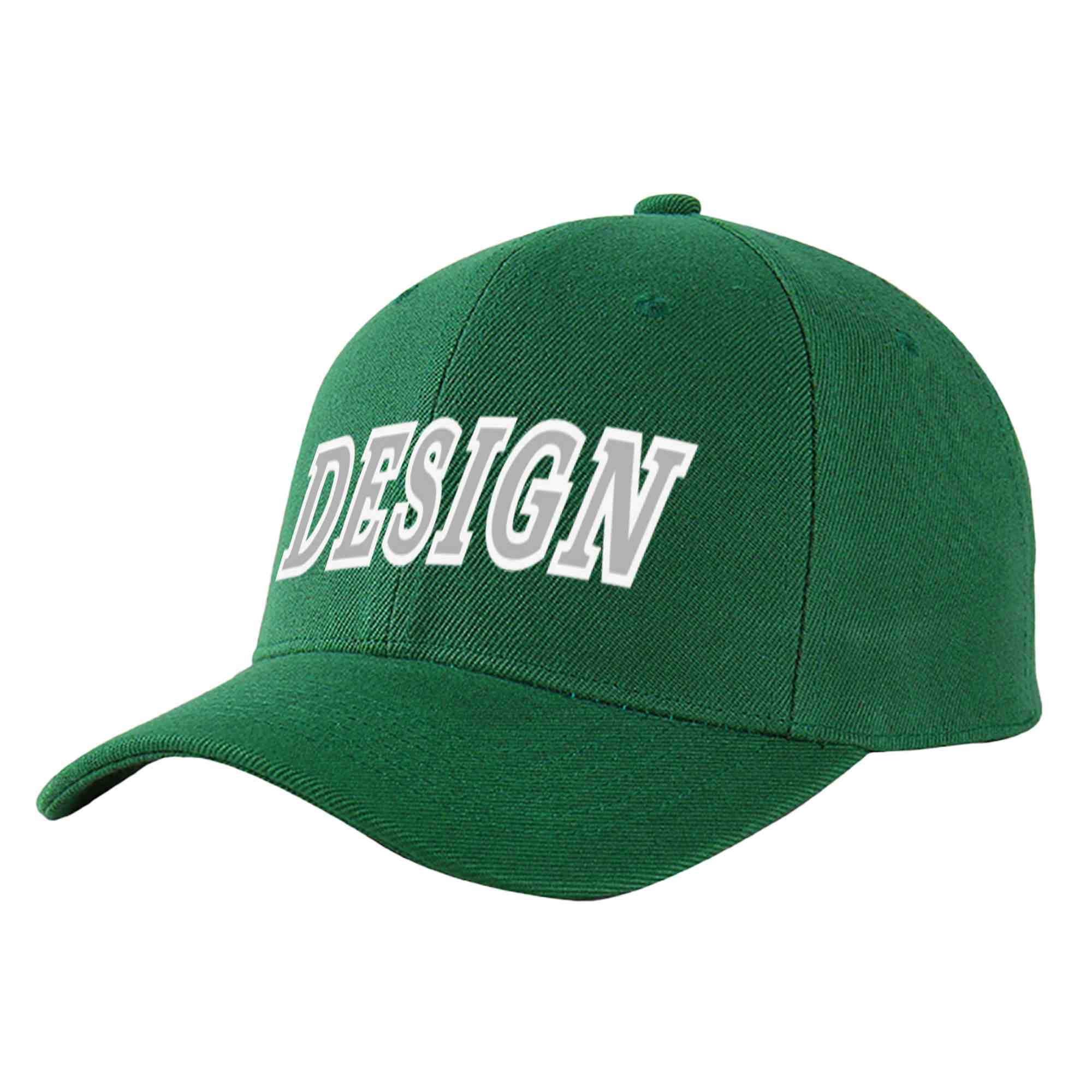 Custom Green Gray-White Curved Eaves Sport Design Baseball Cap