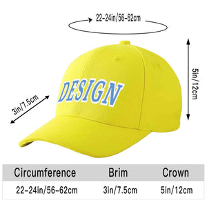 Custom Yellow Light Blue-White Curved Eaves Sport Design Baseball Cap